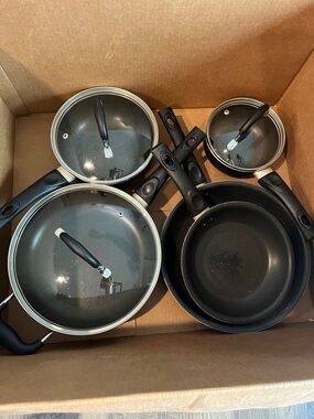 Cook Tools 5-Piece Black Nonstick Aluminum Cookware Set with Vented Lids